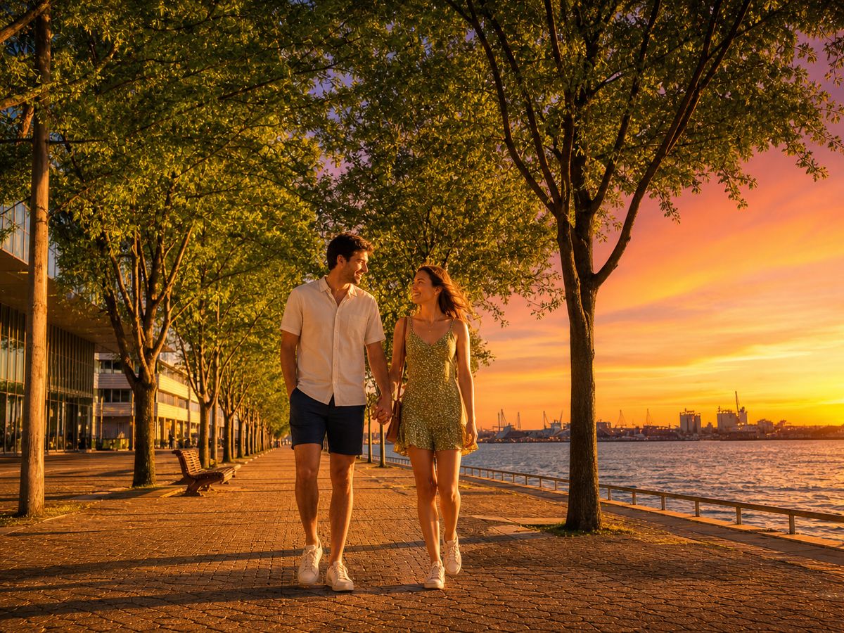 Golden Hour at Water's Edge Promenade
